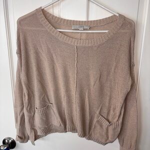 LOFT Women's Taupe Crew Neck Sweater